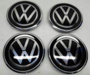 originální středové krytky do alu Kol VW UP - černá / chrom 1S0601149J - Nové logo